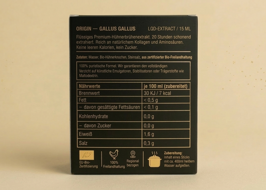 Hühnerknochenbrühe Konzentrat (14 Sticks à 2,14 €)