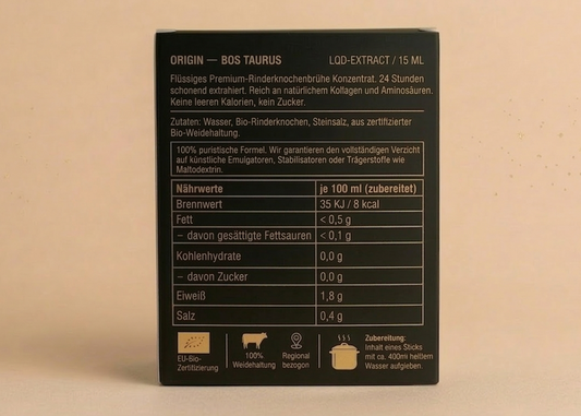 Rinderknochenbrühe Konzentrat (14 Sticks à 2,14 €)